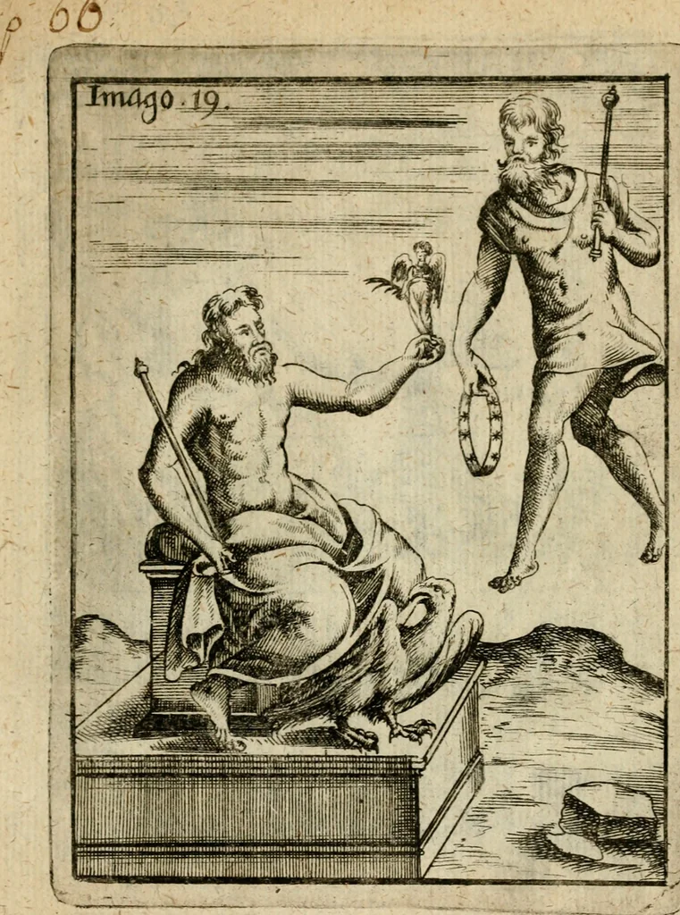 An illustration from Vincentii Chartarii Rhegiensis Imagines deorum, qui ab antiquis colebantur : unâ cum earum declaratione & historia in qua simulacra, ritus, caeremoniae magnaque ex parte veterum religio explicatur ... : hinc inde, 1687, leaf 292