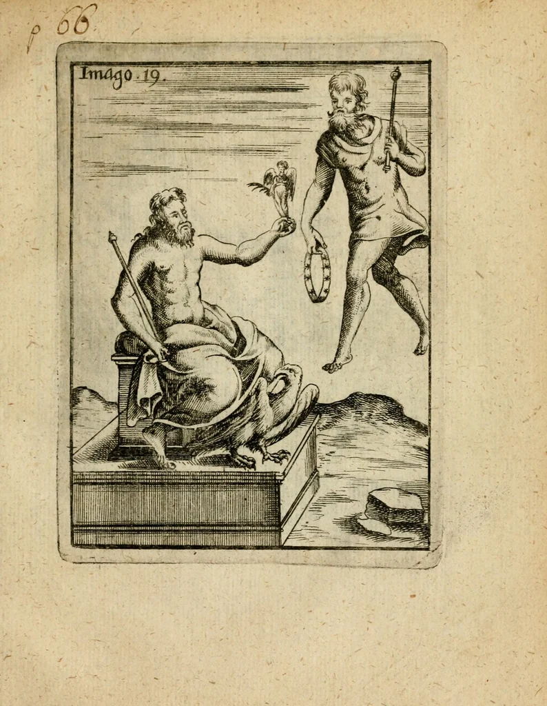 An illustration from Vincentii Chartarii Rhegiensis Imagines deorum, qui ab antiquis colebantur : unâ cum earum declaratione & historia in qua simulacra, ritus, caeremoniae magnaque ex parte veterum religio explicatur ... : hinc inde, 1687, leaf 293