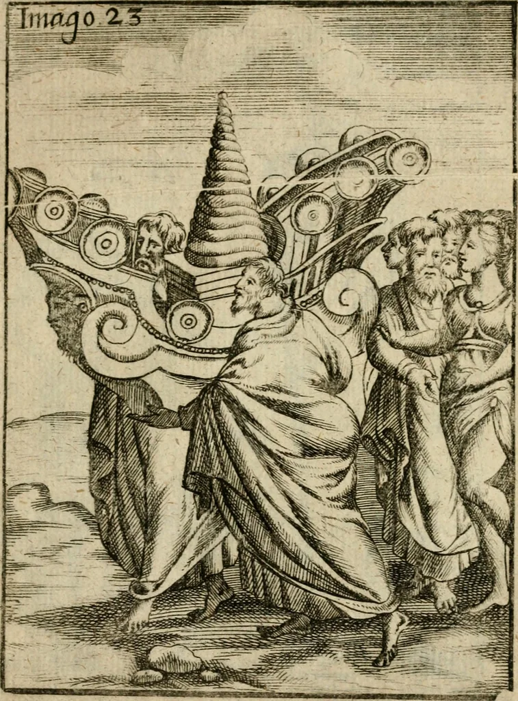 An illustration from Vincentii Chartarii Rhegiensis Imagines deorum, qui ab antiquis colebantur : unâ cum earum declaratione & historia in qua simulacra, ritus, caeremoniae magnaque ex parte veterum religio explicatur ... : hinc inde, 1687, leaf 300