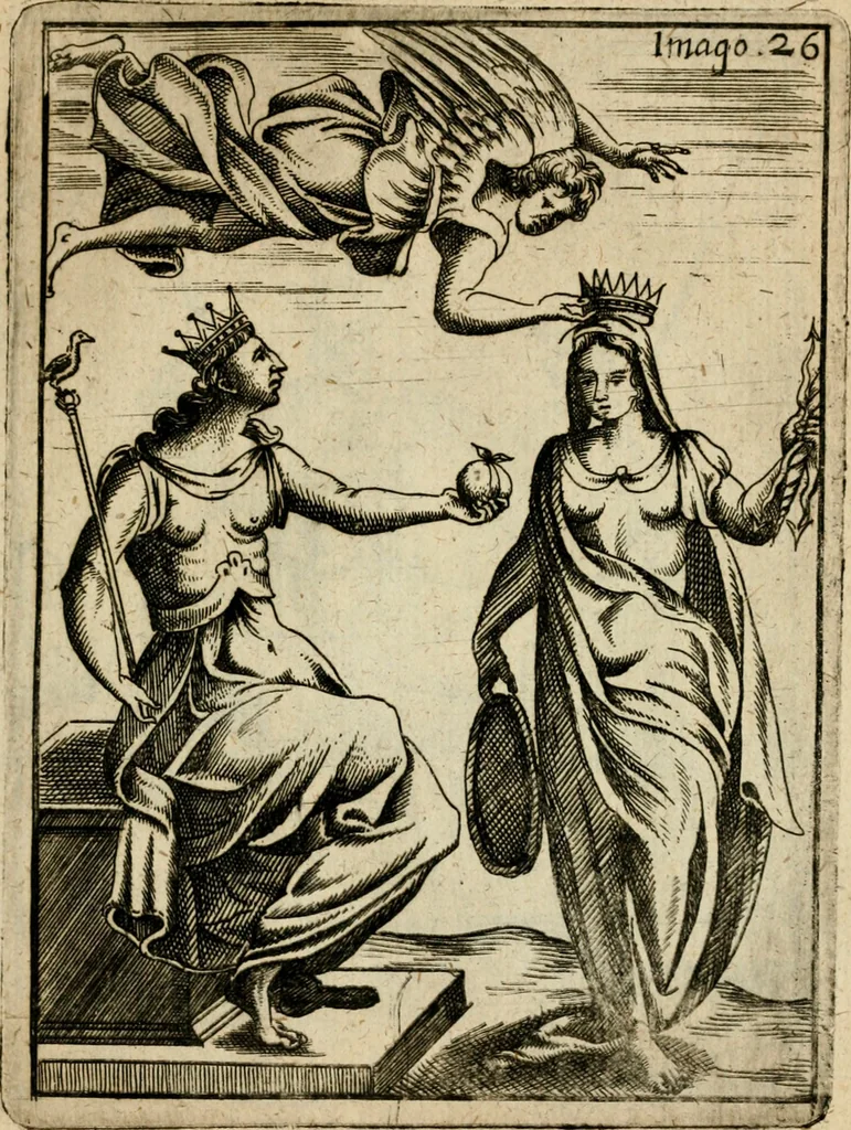 An illustration from Vincentii Chartarii Rhegiensis Imagines deorum, qui ab antiquis colebantur : unâ cum earum declaratione & historia in qua simulacra, ritus, caeremoniae magnaque ex parte veterum religio explicatur ... : hinc inde, 1687, leaf 306