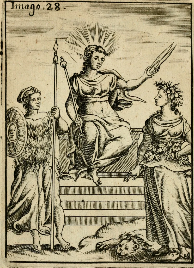 An illustration from Vincentii Chartarii Rhegiensis Imagines deorum, qui ab antiquis colebantur : unâ cum earum declaratione & historia in qua simulacra, ritus, caeremoniae magnaque ex parte veterum religio explicatur ... : hinc inde, 1687, leaf 310