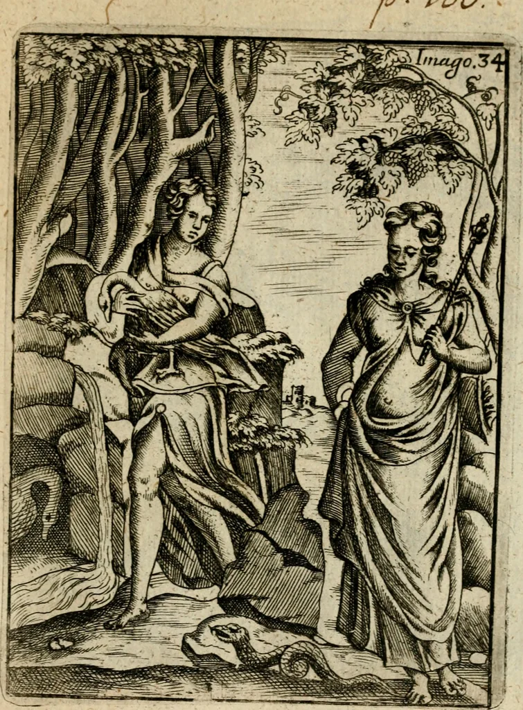 An illustration from Vincentii Chartarii Rhegiensis Imagines deorum, qui ab antiquis colebantur : unâ cum earum declaratione & historia in qua simulacra, ritus, caeremoniae magnaque ex parte veterum religio explicatur ... : hinc inde, 1687, leaf 322
