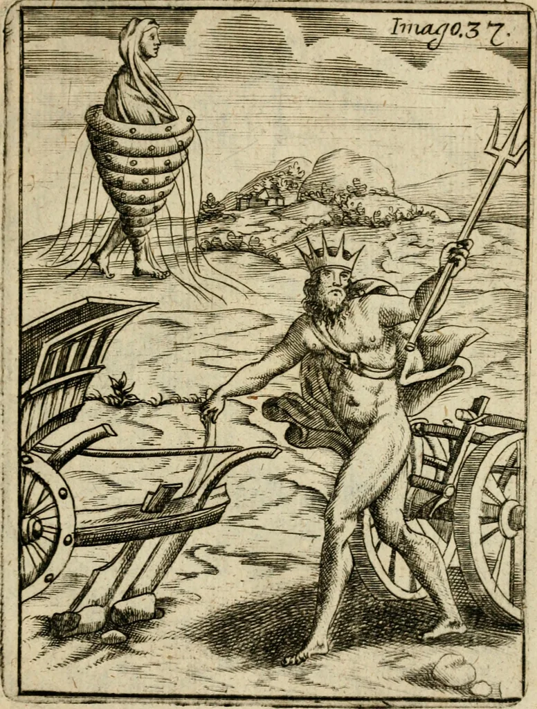 An illustration from Vincentii Chartarii Rhegiensis Imagines deorum, qui ab antiquis colebantur : unâ cum earum declaratione & historia in qua simulacra, ritus, caeremoniae magnaque ex parte veterum religio explicatur ... : hinc inde, 1687, leaf 328