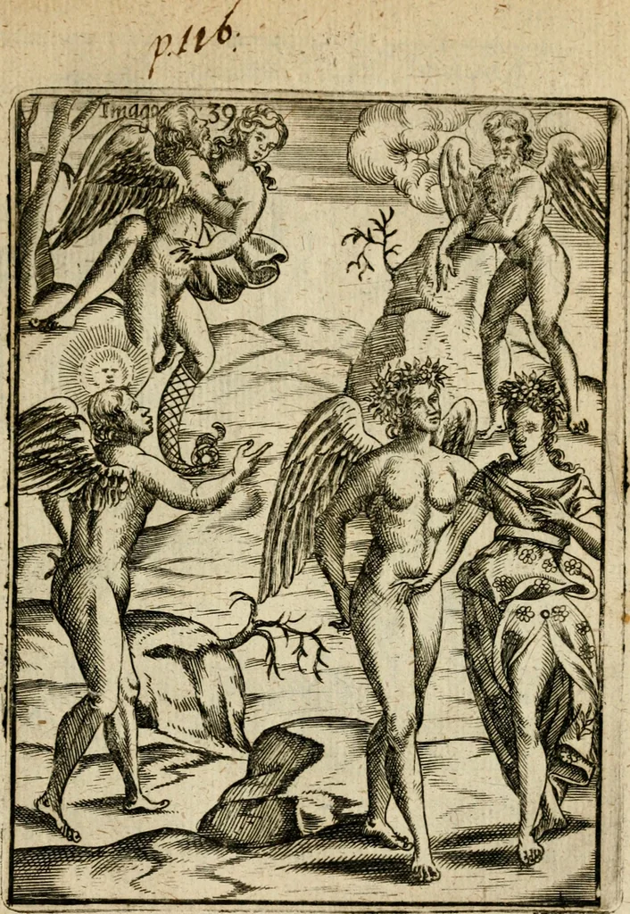 An illustration from Vincentii Chartarii Rhegiensis Imagines deorum, qui ab antiquis colebantur : unâ cum earum declaratione & historia in qua simulacra, ritus, caeremoniae magnaque ex parte veterum religio explicatur ... : hinc inde, 1687, leaf 332