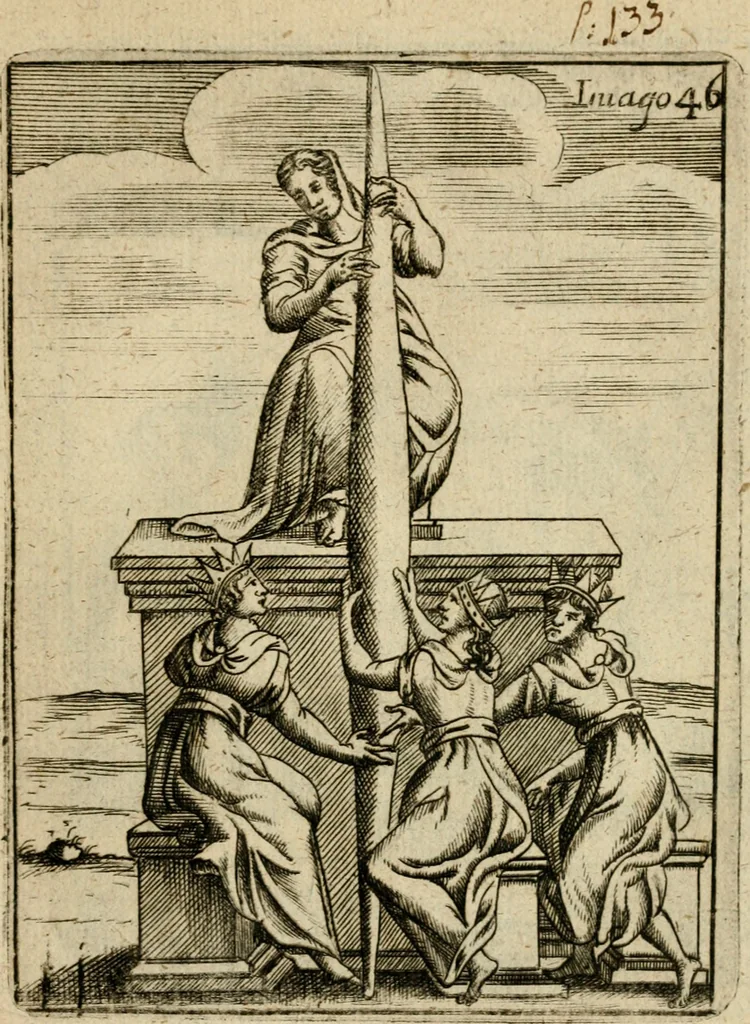 An illustration from Vincentii Chartarii Rhegiensis Imagines deorum, qui ab antiquis colebantur : unâ cum earum declaratione & historia in qua simulacra, ritus, caeremoniae magnaque ex parte veterum religio explicatur ... : hinc inde, 1687, leaf 346