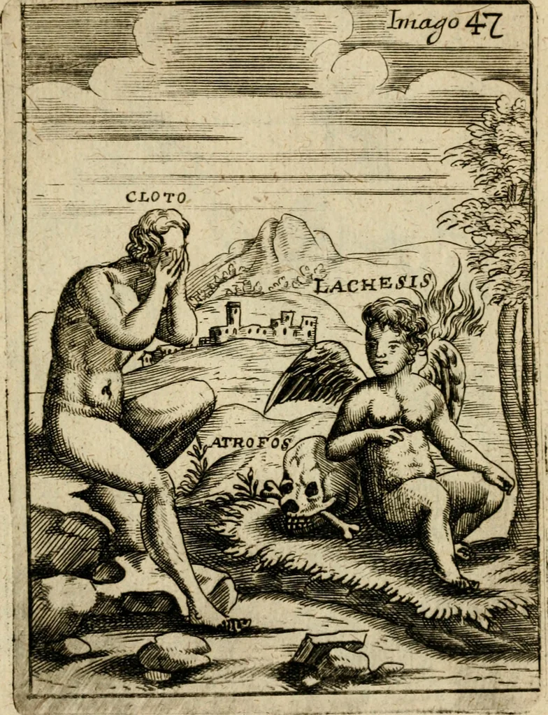 An illustration from Vincentii Chartarii Rhegiensis Imagines deorum, qui ab antiquis colebantur : unâ cum earum declaratione & historia in qua simulacra, ritus, caeremoniae magnaque ex parte veterum religio explicatur ... : hinc inde, 1687, leaf 348