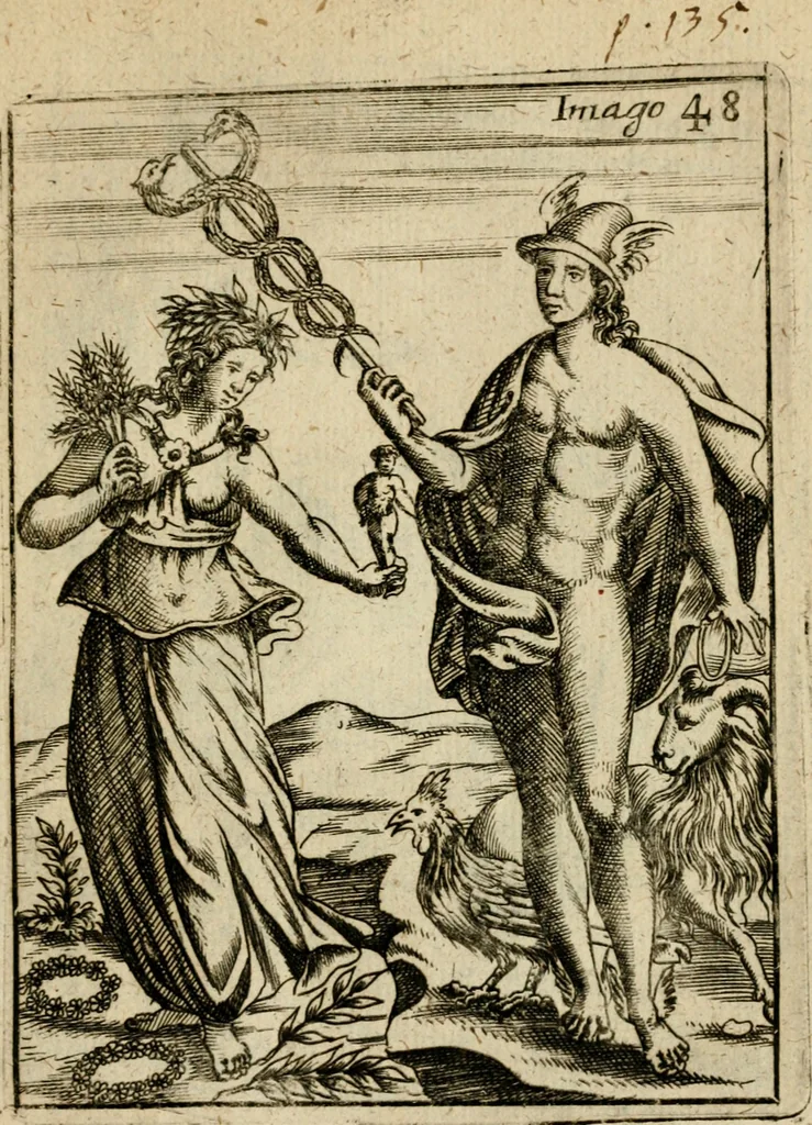 An illustration from Vincentii Chartarii Rhegiensis Imagines deorum, qui ab antiquis colebantur : unâ cum earum declaratione & historia in qua simulacra, ritus, caeremoniae magnaque ex parte veterum religio explicatur ... : hinc inde, 1687, leaf 350