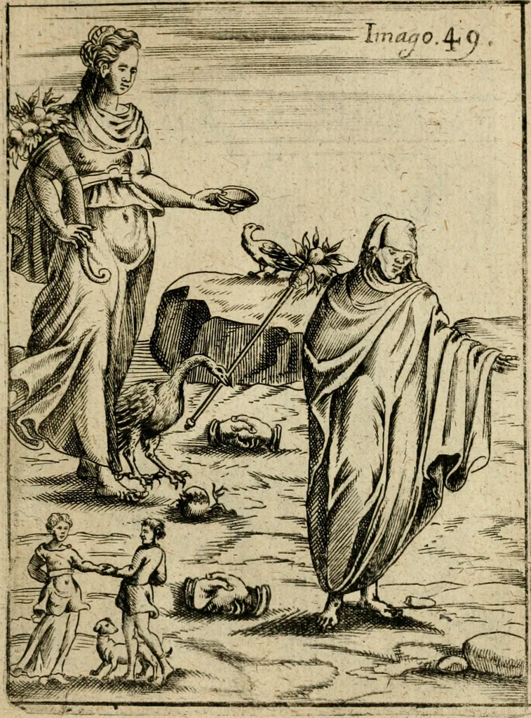 An illustration from Vincentii Chartarii Rhegiensis Imagines deorum, qui ab antiquis colebantur : unâ cum earum declaratione & historia in qua simulacra, ritus, caeremoniae magnaque ex parte veterum religio explicatur ... : hinc inde, 1687, leaf 352