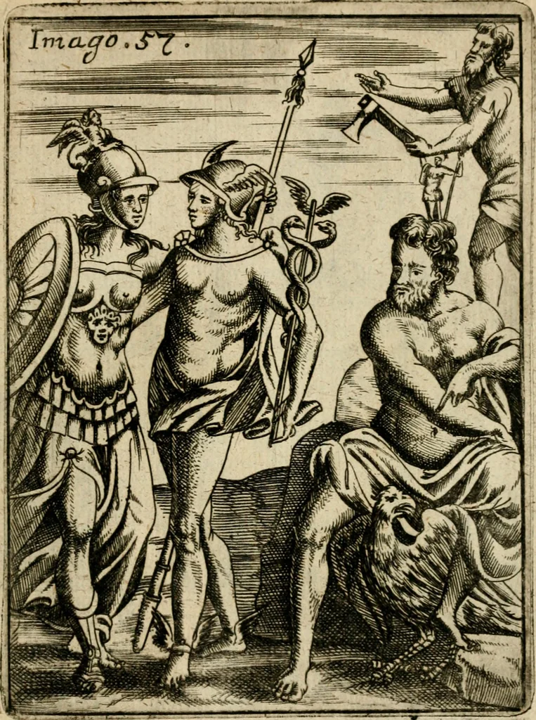An illustration from Vincentii Chartarii Rhegiensis Imagines deorum, qui ab antiquis colebantur : unâ cum earum declaratione & historia in qua simulacra, ritus, caeremoniae magnaque ex parte veterum religio explicatur ... : hinc inde, 1687, leaf 368