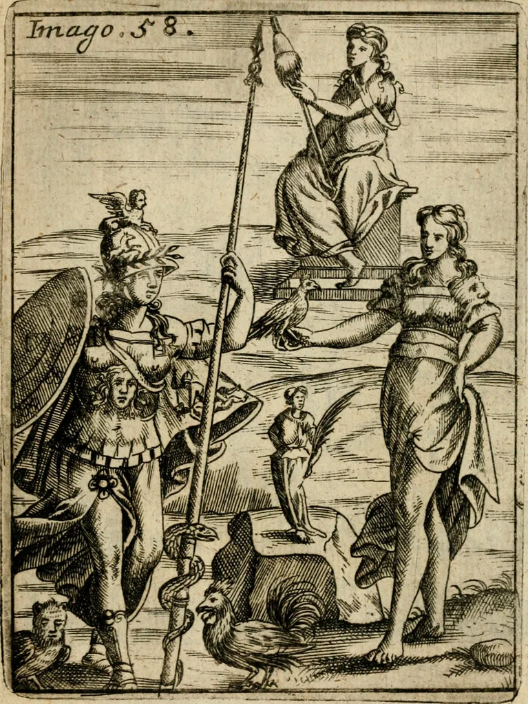 An illustration from Vincentii Chartarii Rhegiensis Imagines deorum, qui ab antiquis colebantur : unâ cum earum declaratione & historia in qua simulacra, ritus, caeremoniae magnaque ex parte veterum religio explicatur ... : hinc inde, 1687, leaf 370