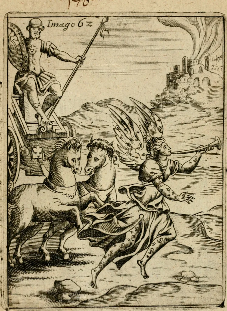 An illustration from Vincentii Chartarii Rhegiensis Imagines deorum, qui ab antiquis colebantur : unâ cum earum declaratione & historia in qua simulacra, ritus, caeremoniae magnaque ex parte veterum religio explicatur ... : hinc inde, 1687, leaf 378