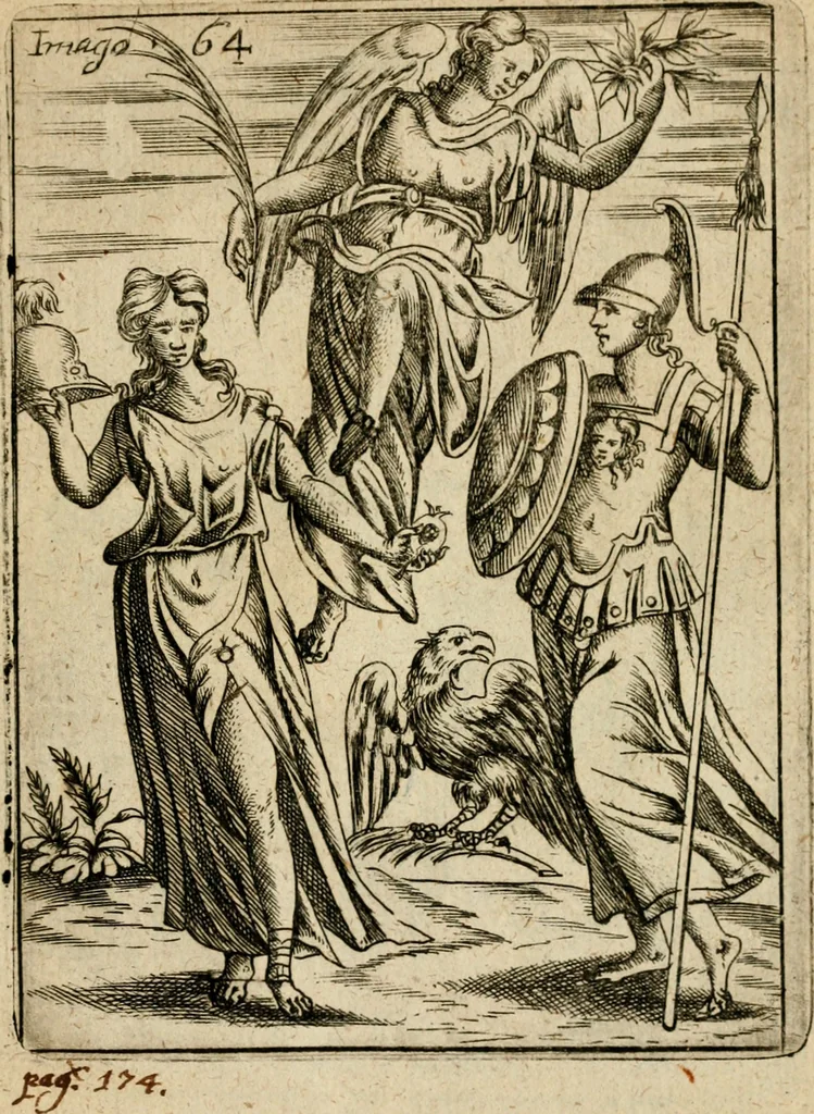 An illustration from Vincentii Chartarii Rhegiensis Imagines deorum, qui ab antiquis colebantur : unâ cum earum declaratione & historia in qua simulacra, ritus, caeremoniae magnaque ex parte veterum religio explicatur ... : hinc inde, 1687, leaf 382
