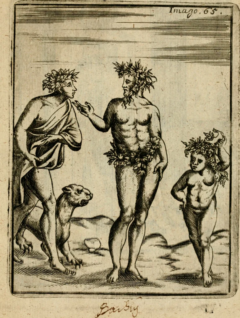 An illustration from Vincentii Chartarii Rhegiensis Imagines deorum, qui ab antiquis colebantur : unâ cum earum declaratione & historia in qua simulacra, ritus, caeremoniae magnaque ex parte veterum religio explicatur ... : hinc inde, 1687, leaf 384