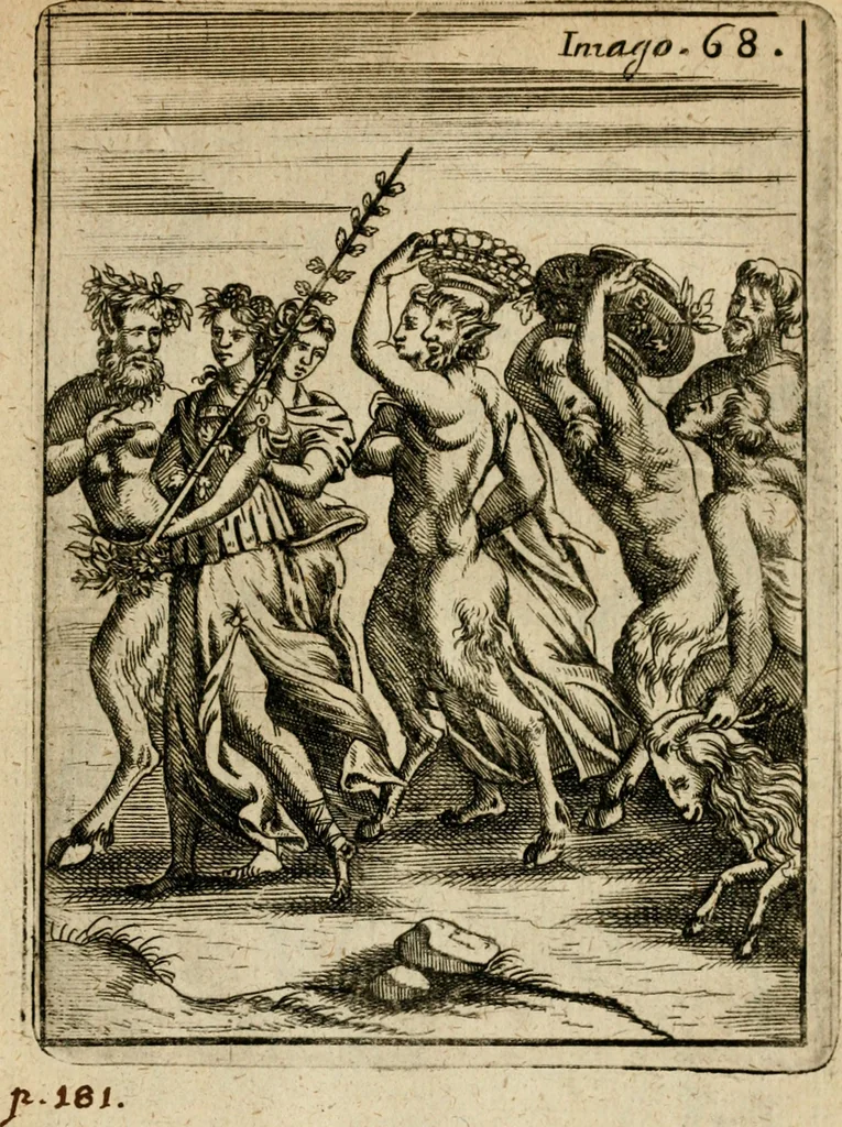 An illustration from Vincentii Chartarii Rhegiensis Imagines deorum, qui ab antiquis colebantur : unâ cum earum declaratione & historia in qua simulacra, ritus, caeremoniae magnaque ex parte veterum religio explicatur ... : hinc inde, 1687, leaf 390