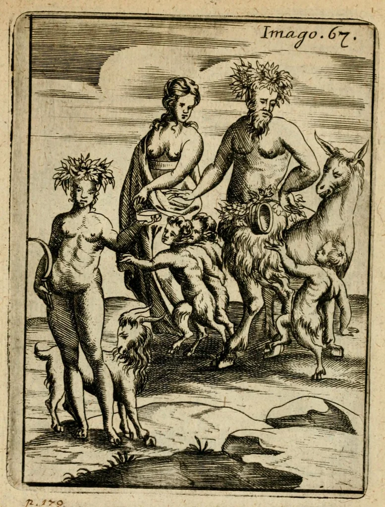 An illustration from Vincentii Chartarii Rhegiensis Imagines deorum, qui ab antiquis colebantur : unâ cum earum declaratione & historia in qua simulacra, ritus, caeremoniae magnaque ex parte veterum religio explicatur ... : hinc inde, 1687, leaf 391