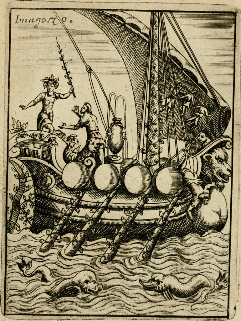 An illustration from Vincentii Chartarii Rhegiensis Imagines deorum, qui ab antiquis colebantur : unâ cum earum declaratione & historia in qua simulacra, ritus, caeremoniae magnaque ex parte veterum religio explicatur ... : hinc inde, 1687, leaf 394