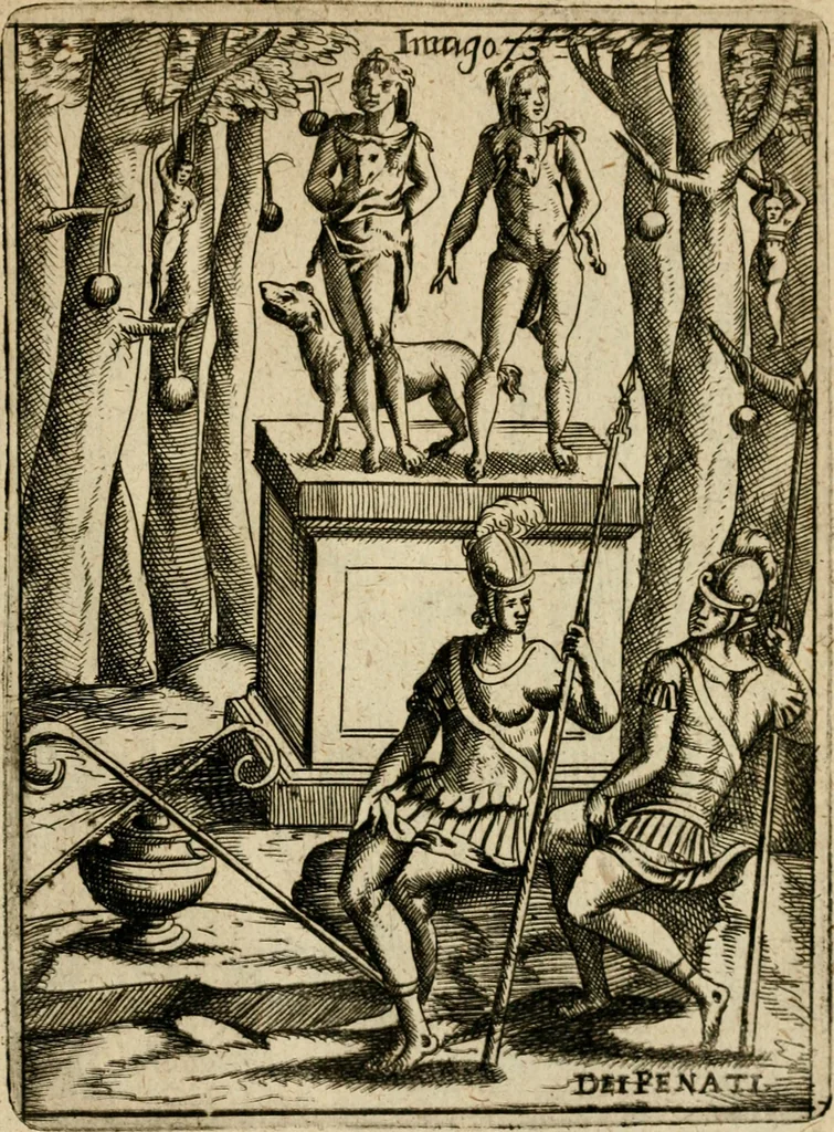 An illustration from Vincentii Chartarii Rhegiensis Imagines deorum, qui ab antiquis colebantur : unâ cum earum declaratione & historia in qua simulacra, ritus, caeremoniae magnaque ex parte veterum religio explicatur ... : hinc inde, 1687, leaf 400