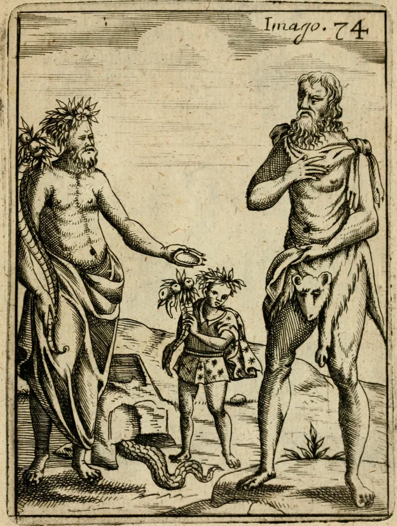 An illustration from Vincentii Chartarii Rhegiensis Imagines deorum, qui ab antiquis colebantur : unâ cum earum declaratione & historia in qua simulacra, ritus, caeremoniae magnaque ex parte veterum religio explicatur ... : hinc inde, 1687, leaf 402
