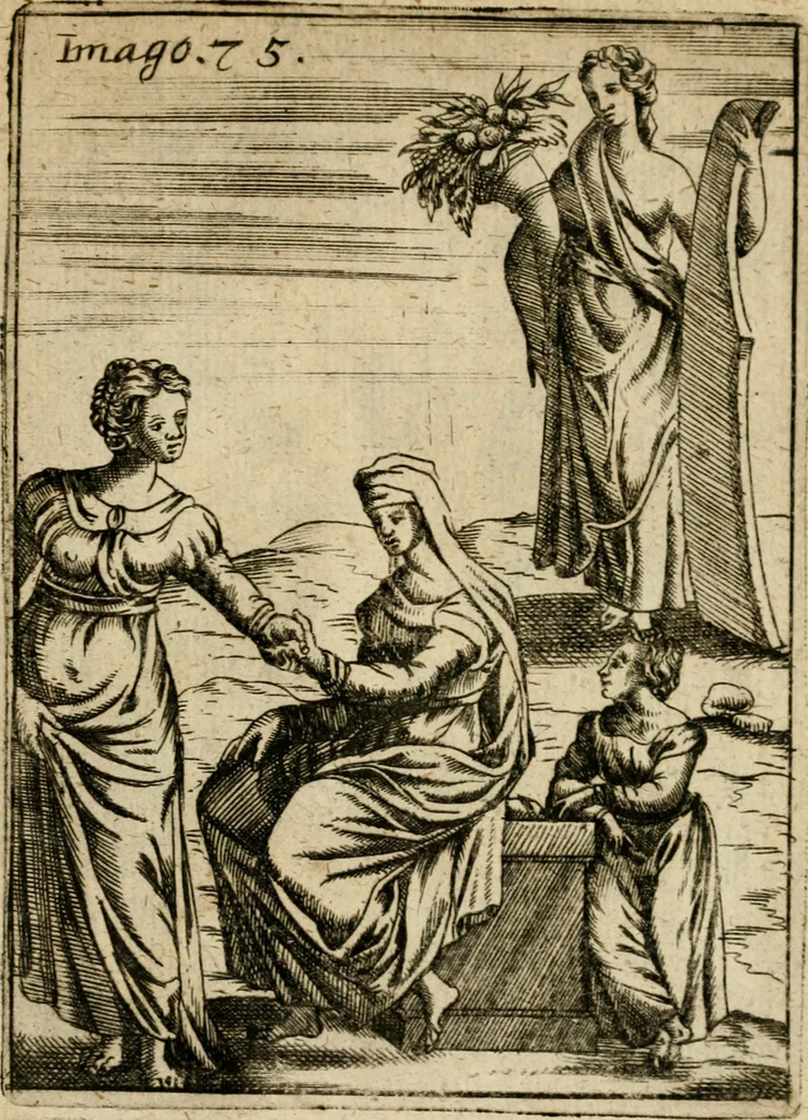 An illustration from Vincentii Chartarii Rhegiensis Imagines deorum, qui ab antiquis colebantur : unâ cum earum declaratione & historia in qua simulacra, ritus, caeremoniae magnaque ex parte veterum religio explicatur ... : hinc inde, 1687, leaf 404