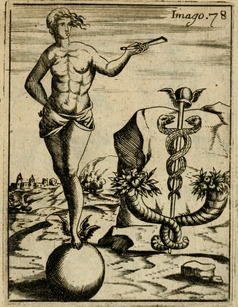 An illustration from Vincentii Chartarii Rhegiensis Imagines deorum, qui ab antiquis colebantur : unâ cum earum declaratione & historia in qua simulacra, ritus, caeremoniae magnaque ex parte veterum religio explicatur ... : hinc inde, 1687, leaf 410