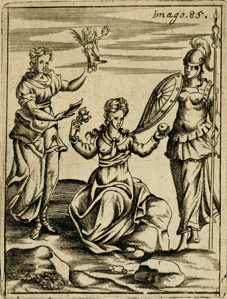 An illustration from Vincentii Chartarii Rhegiensis Imagines deorum, qui ab antiquis colebantur : unâ cum earum declaratione & historia in qua simulacra, ritus, caeremoniae magnaque ex parte veterum religio explicatur ... : hinc inde, 1687, leaf 424