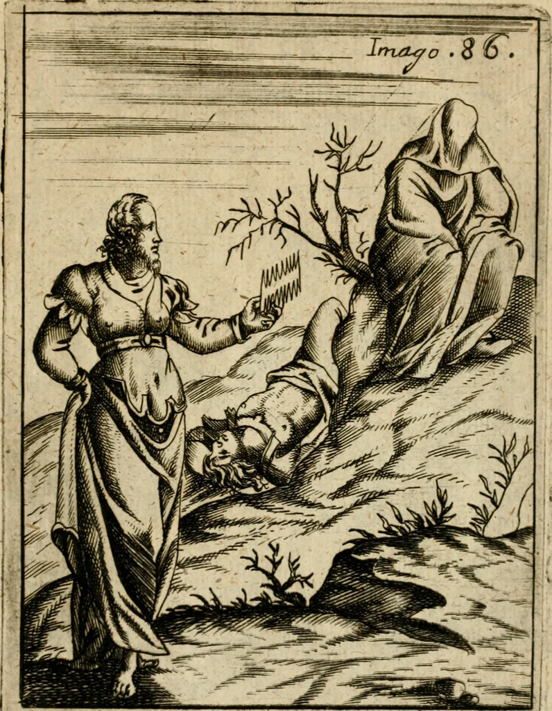An illustration from Vincentii Chartarii Rhegiensis Imagines deorum, qui ab antiquis colebantur : unâ cum earum declaratione & historia in qua simulacra, ritus, caeremoniae magnaque ex parte veterum religio explicatur ... : hinc inde, 1687, leaf 426