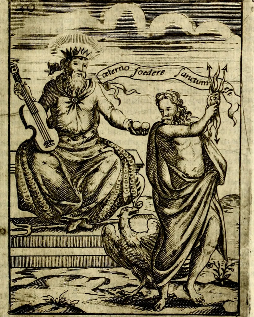 An illustration from Vincentii Chartarii Rhegiensis Imagines deorum : qui ab antiquis colebantur, unâ cum earum declaratione & historia in qua simulacra, ritus, cæremoniæ magnaque ex parte veterum religio explicatur, opus non solum antiquitatis amatoribus, sed & liberalium artium cultoribus, imò & concionatoribus valde utile & proficuum, hinc inde, 1687, leaf 114