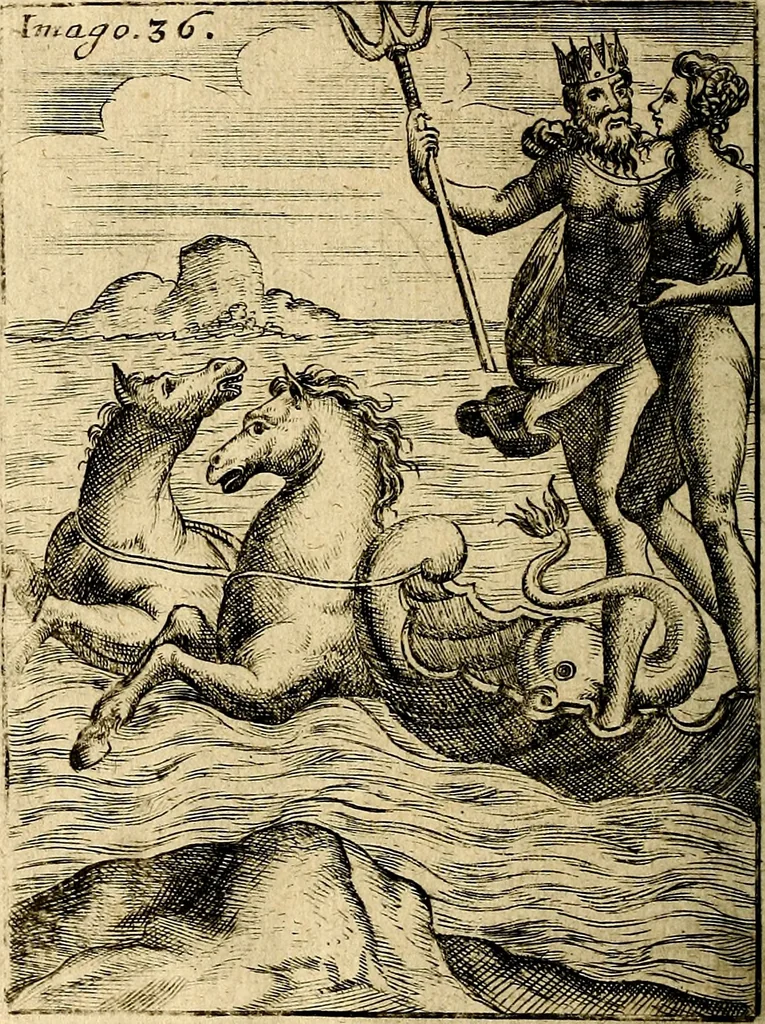An illustration from Vincentii Chartarii Rhegiensis Imagines deorum : qui ab antiquis colebantur, unâ cum earum declaratione & historia in qua simulacra, ritus, cæremoniæ magnaque ex parte veterum religio explicatur, opus non solum antiquitatis amatoribus, sed & liberalium artium cultoribus, imò & concionatoribus valde utile & proficuum, hinc inde, 1687, leaf 181