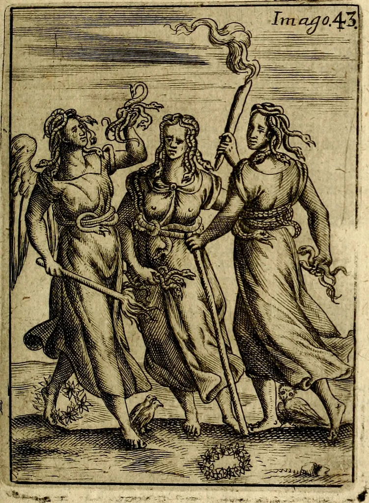 An illustration from Vincentii Chartarii Rhegiensis Imagines deorum : qui ab antiquis colebantur, unâ cum earum declaratione & historia in qua simulacra, ritus, cæremoniæ magnaque ex parte veterum religio explicatur, opus non solum antiquitatis amatoribus, sed & liberalium artium cultoribus, imò & concionatoribus valde utile & proficuum, hinc inde, 1687, leaf 206
