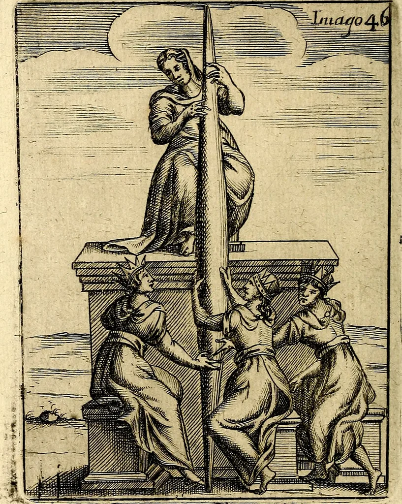 An illustration from Vincentii Chartarii Rhegiensis Imagines deorum : qui ab antiquis colebantur, unâ cum earum declaratione & historia in qua simulacra, ritus, cæremoniæ magnaque ex parte veterum religio explicatur, opus non solum antiquitatis amatoribus, sed & liberalium artium cultoribus, imò & concionatoribus valde utile & proficuum, hinc inde, 1687, leaf 217