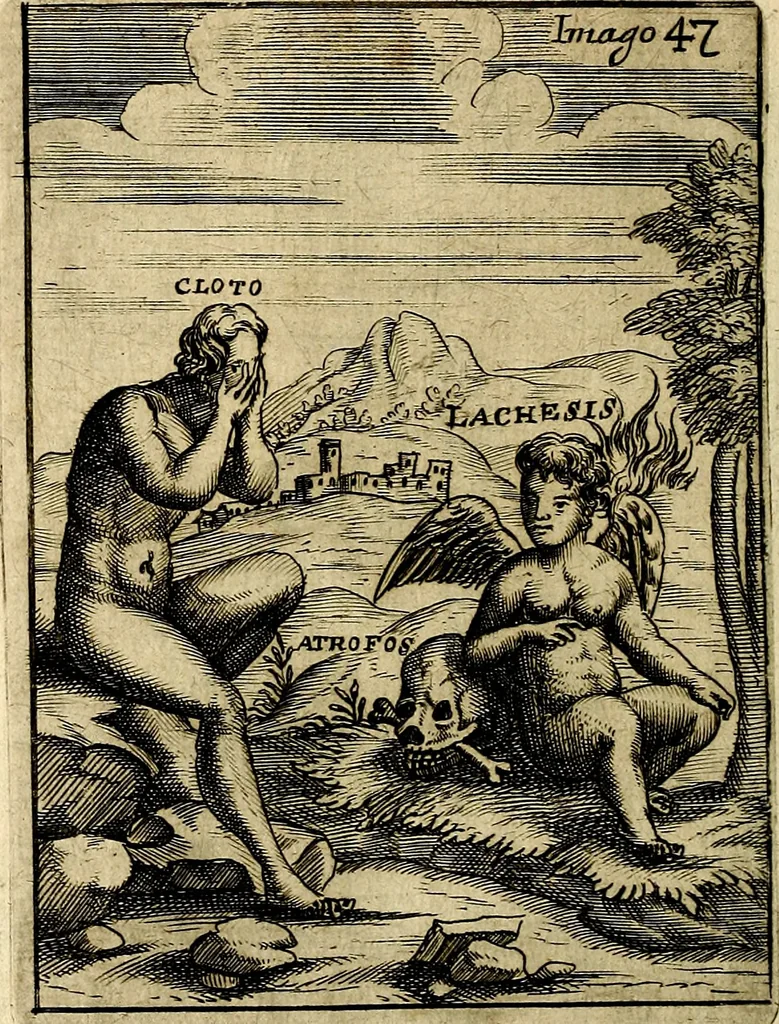 An illustration from Vincentii Chartarii Rhegiensis Imagines deorum : qui ab antiquis colebantur, unâ cum earum declaratione & historia in qua simulacra, ritus, cæremoniæ magnaque ex parte veterum religio explicatur, opus non solum antiquitatis amatoribus, sed & liberalium artium cultoribus, imò & concionatoribus valde utile & proficuum, hinc inde, 1687, leaf 219