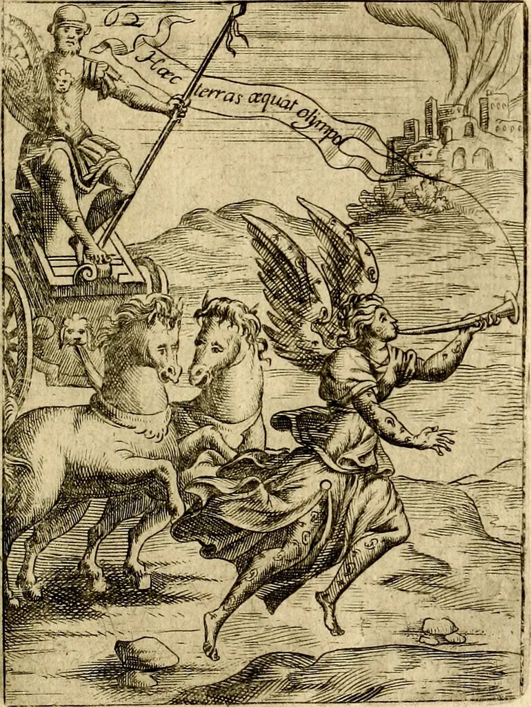 An illustration from Vincentii Chartarii Rhegiensis Imagines deorum : qui ab antiquis colebantur, unâ cum earum declaratione & historia in qua simulacra, ritus, cæremoniæ magnaque ex parte veterum religio explicatur, opus non solum antiquitatis amatoribus, sed & liberalium artium cultoribus, imò & concionatoribus valde utile & proficuum, hinc inde, 1687, leaf 282