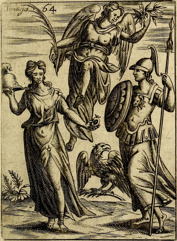 An illustration from Vincentii Chartarii Rhegiensis Imagines deorum : qui ab antiquis colebantur, unâ cum earum declaratione & historia in qua simulacra, ritus, cæremoniæ magnaque ex parte veterum religio explicatur, opus non solum antiquitatis amatoribus, sed & liberalium artium cultoribus, imò & concionatoribus valde utile & proficuum, hinc inde, 1687, leaf 288