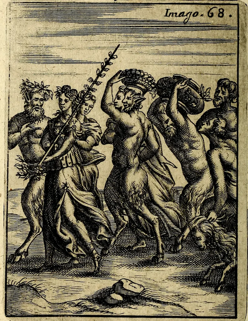 An illustration from Vincentii Chartarii Rhegiensis Imagines deorum : qui ab antiquis colebantur, unâ cum earum declaratione & historia in qua simulacra, ritus, cæremoniæ magnaque ex parte veterum religio explicatur, opus non solum antiquitatis amatoribus, sed & liberalium artium cultoribus, imò & concionatoribus valde utile & proficuum, hinc inde, 1687, leaf 301
