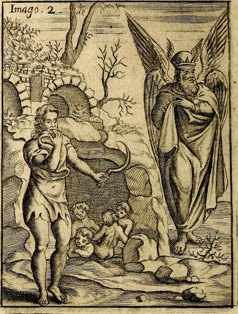 An illustration from Vincentii Chartarii Rhegiensis Imagines deorum : qui ab antiquis colebantur, unâ cum earum declaratione & historia in qua simulacra, ritus, cæremoniæ magnaque ex parte veterum religio explicatur, opus non solum antiquitatis amatoribus, sed & liberalium artium cultoribus, imò & concionatoribus valde utile & proficuum, hinc inde, 1687, leaf 31