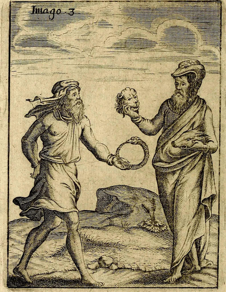 An illustration from Vincentii Chartarii Rhegiensis Imagines deorum : qui ab antiquis colebantur, unâ cum earum declaratione & historia in qua simulacra, ritus, cæremoniæ magnaque ex parte veterum religio explicatur, opus non solum antiquitatis amatoribus, sed & liberalium artium cultoribus, imò & concionatoribus valde utile & proficuum, hinc inde, 1687, leaf 35