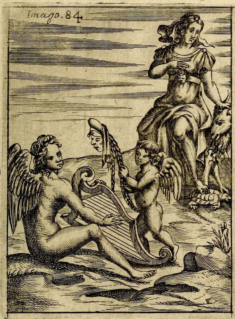 An illustration from Vincentii Chartarii Rhegiensis Imagines deorum : qui ab antiquis colebantur, unâ cum earum declaratione & historia in qua simulacra, ritus, cæremoniæ magnaque ex parte veterum religio explicatur, opus non solum antiquitatis amatoribus, sed & liberalium artium cultoribus, imò & concionatoribus valde utile & proficuum, hinc inde, 1687, leaf 368