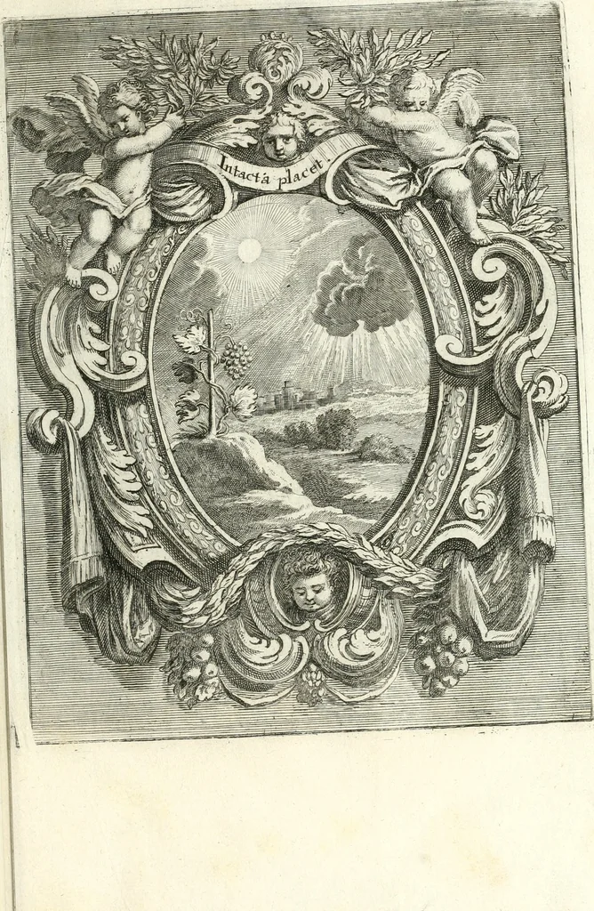 An illustration from Innocentia vindicata : in qua gravissimis argumentis ex S. Thoma petitis ostenditur, angelicum doctorem pro immaculato conceptu Deiparae sensisse & scripsisse ..., 1698, leaf 168