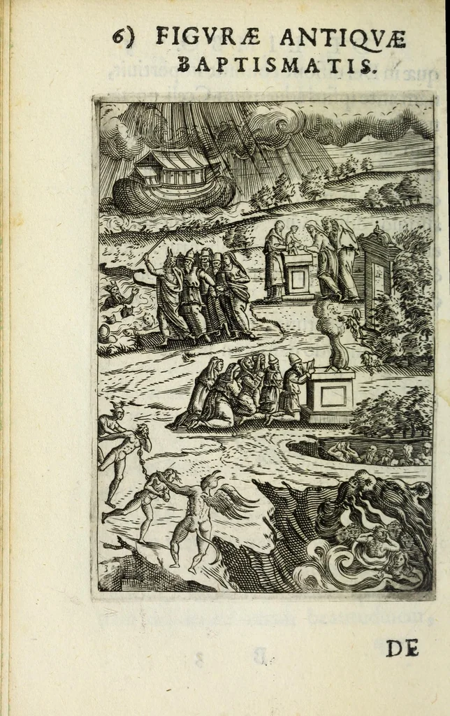 An illustration from Vinea Domini : cum breui descriptione sacramentor[um] et Paradisi, Limbi, Purgatorij, atq[ue] Inferni, à cathechismo catholicis q[ue] patribus excerpta, 1588, leaf 34