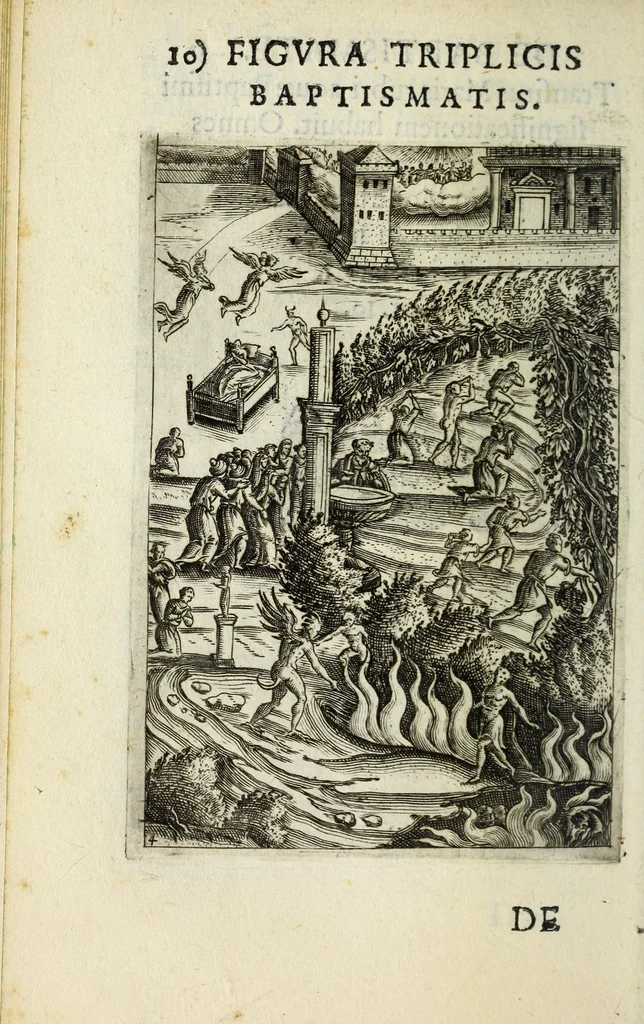 An illustration from Vinea Domini : cum breui descriptione sacramentor[um] et Paradisi, Limbi, Purgatorij, atq[ue] Inferni, à cathechismo catholicis q[ue] patribus excerpta, 1588, leaf 38