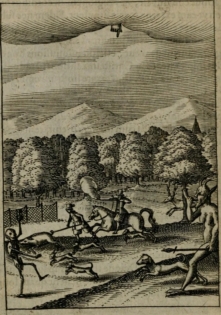 An illustration from Viridarium hieroglyphico-morale : in quo virtutes et vitia, atque mores huius aeui secundum tres ordines hierarchicos, ecclesiasticum, politicum, oeconomicum, per definitiones, distributiones, causas, adfectiones, adiuncta, effecta &c. piè, prudenter, dextrè ac variè explicantur, & non tantum dictis, & exemplis historiarum veterum ac recentium, ex sacris scripturis, sanctis patribus, seu Dd. ecclesiae, poetis, philosophis, historicis cum Christianorum tum gentilium, sed etiam artificiosissimis eiconibus hieroglyphicis illustrantur : opusculum novum ac rarum, cuius vsum atq[ue] vtilitatem praefixa praefatio docebit, 1619, leaf 103