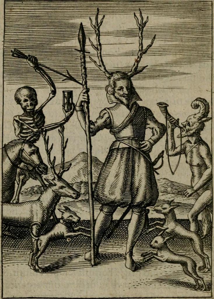 An illustration from Viridarium hieroglyphico-morale : in quo virtutes et vitia, atque mores huius aeui secundum tres ordines hierarchicos, ecclesiasticum, politicum, oeconomicum, per definitiones, distributiones, causas, adfectiones, adiuncta, effecta &c. piè, prudenter, dextrè ac variè explicantur, & non tantum dictis, & exemplis historiarum veterum ac recentium, ex sacris scripturis, sanctis patribus, seu Dd. ecclesiae, poetis, philosophis, historicis cum Christianorum tum gentilium, sed etiam artificiosissimis eiconibus hieroglyphicis illustrantur : opusculum novum ac rarum, cuius vsum atq[ue] vtilitatem praefixa praefatio docebit, 1619, leaf 105