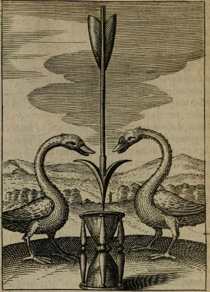 An illustration from Viridarium hieroglyphico-morale : in quo virtutes et vitia, atque mores huius aeui secundum tres ordines hierarchicos, ecclesiasticum, politicum, oeconomicum, per definitiones, distributiones, causas, adfectiones, adiuncta, effecta &c. piè, prudenter, dextrè ac variè explicantur, & non tantum dictis, & exemplis historiarum veterum ac recentium, ex sacris scripturis, sanctis patribus, seu Dd. ecclesiae, poetis, philosophis, historicis cum Christianorum tum gentilium, sed etiam artificiosissimis eiconibus hieroglyphicis illustrantur : opusculum novum ac rarum, cuius vsum atq[ue] vtilitatem praefixa praefatio docebit, 1619, leaf 129