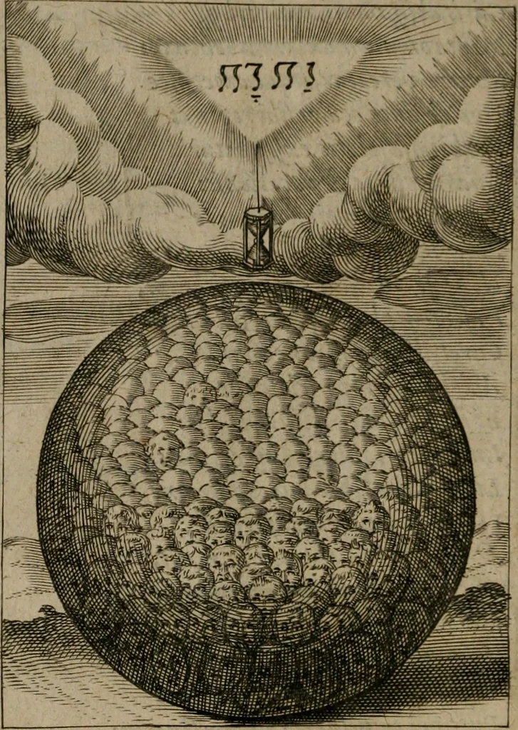 An illustration from Viridarium hieroglyphico-morale : in quo virtutes et vitia, atque mores huius aeui secundum tres ordines hierarchicos, ecclesiasticum, politicum, oeconomicum, per definitiones, distributiones, causas, adfectiones, adiuncta, effecta &c. piè, prudenter, dextrè ac variè explicantur, & non tantum dictis, & exemplis historiarum veterum ac recentium, ex sacris scripturis, sanctis patribus, seu Dd. ecclesiae, poetis, philosophis, historicis cum Christianorum tum gentilium, sed etiam artificiosissimis eiconibus hieroglyphicis illustrantur : opusculum novum ac rarum, cuius vsum atq[ue] vtilitatem praefixa praefatio docebit, 1619, leaf 13