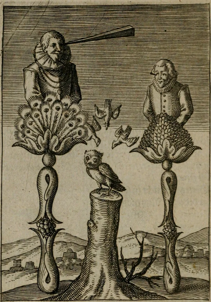 An illustration from Viridarium hieroglyphico-morale : in quo virtutes et vitia, atque mores huius aeui secundum tres ordines hierarchicos, ecclesiasticum, politicum, oeconomicum, per definitiones, distributiones, causas, adfectiones, adiuncta, effecta &c. piè, prudenter, dextrè ac variè explicantur, & non tantum dictis, & exemplis historiarum veterum ac recentium, ex sacris scripturis, sanctis patribus, seu Dd. ecclesiae, poetis, philosophis, historicis cum Christianorum tum gentilium, sed etiam artificiosissimis eiconibus hieroglyphicis illustrantur : opusculum novum ac rarum, cuius vsum atq[ue] vtilitatem praefixa praefatio docebit, 1619, leaf 139