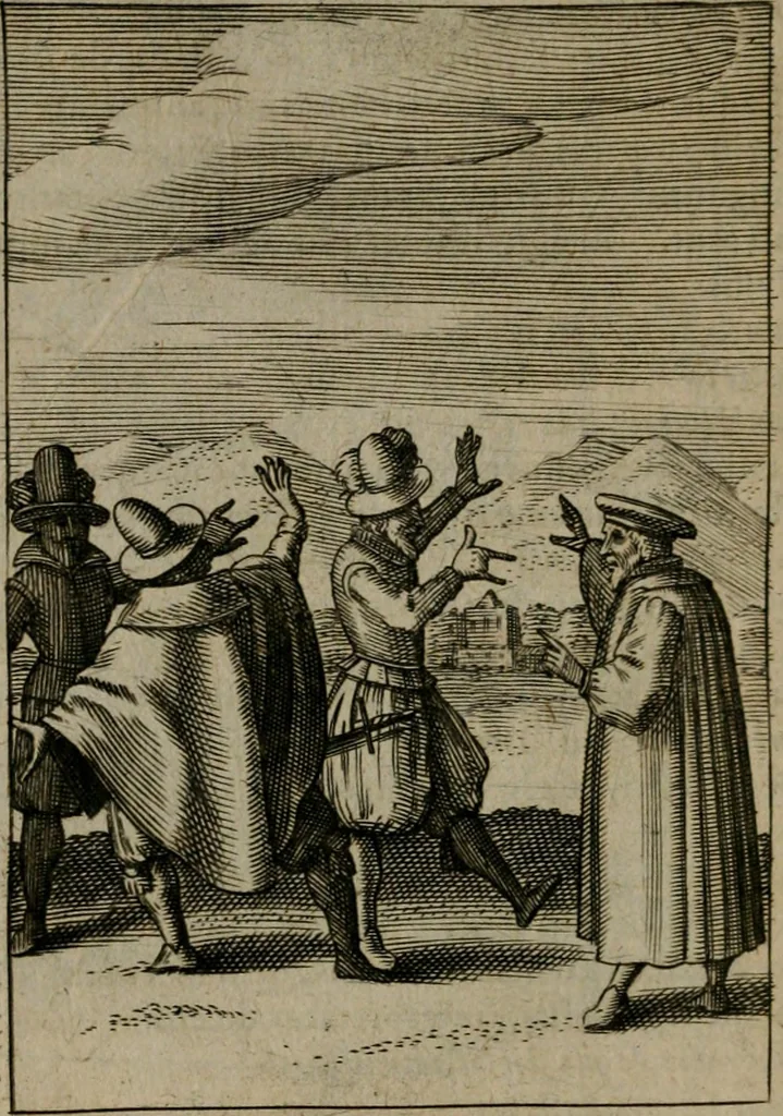 An illustration from Viridarium hieroglyphico-morale : in quo virtutes et vitia, atque mores huius aeui secundum tres ordines hierarchicos, ecclesiasticum, politicum, oeconomicum, per definitiones, distributiones, causas, adfectiones, adiuncta, effecta &c. piè, prudenter, dextrè ac variè explicantur, & non tantum dictis, & exemplis historiarum veterum ac recentium, ex sacris scripturis, sanctis patribus, seu Dd. ecclesiae, poetis, philosophis, historicis cum Christianorum tum gentilium, sed etiam artificiosissimis eiconibus hieroglyphicis illustrantur : opusculum novum ac rarum, cuius vsum atq[ue] vtilitatem praefixa praefatio docebit, 1619, leaf 147