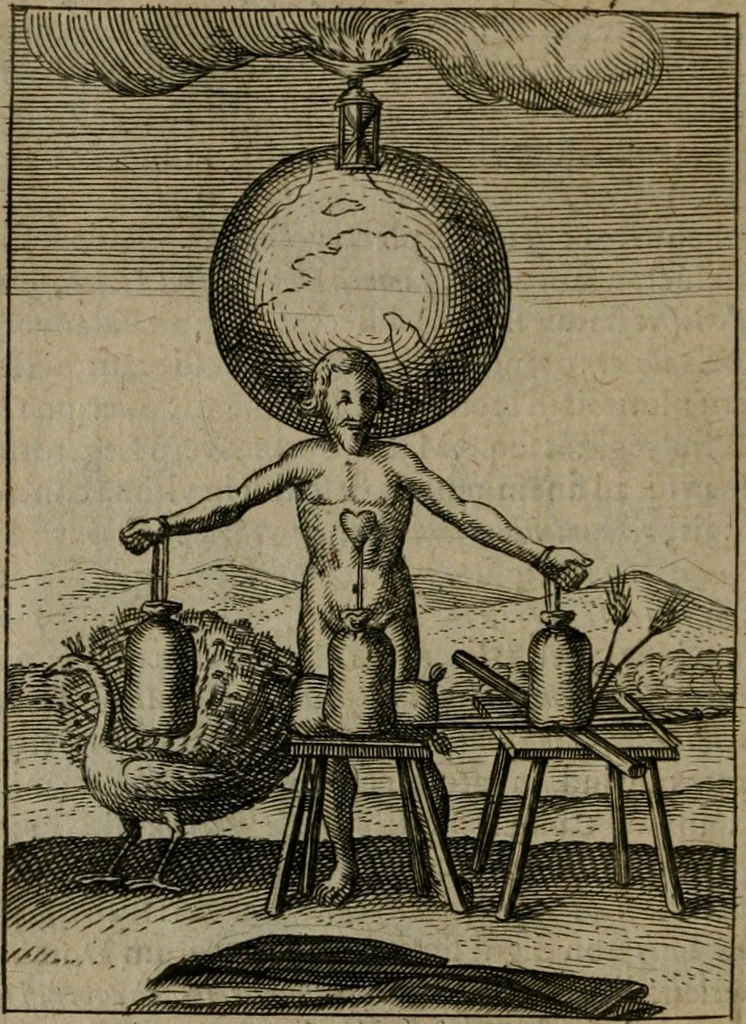 An illustration from Viridarium hieroglyphico-morale : in quo virtutes et vitia, atque mores huius aeui secundum tres ordines hierarchicos, ecclesiasticum, politicum, oeconomicum, per definitiones, distributiones, causas, adfectiones, adiuncta, effecta &c. piè, prudenter, dextrè ac variè explicantur, & non tantum dictis, & exemplis historiarum veterum ac recentium, ex sacris scripturis, sanctis patribus, seu Dd. ecclesiae, poetis, philosophis, historicis cum Christianorum tum gentilium, sed etiam artificiosissimis eiconibus hieroglyphicis illustrantur : opusculum novum ac rarum, cuius vsum atq[ue] vtilitatem praefixa praefatio docebit, 1619, leaf 149