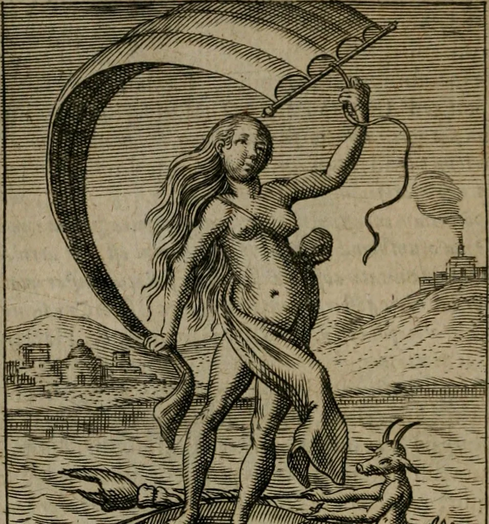 An illustration from Viridarium hieroglyphico-morale : in quo virtutes et vitia, atque mores huius aeui secundum tres ordines hierarchicos, ecclesiasticum, politicum, oeconomicum, per definitiones, distributiones, causas, adfectiones, adiuncta, effecta &c. piè, prudenter, dextrè ac variè explicantur, & non tantum dictis, & exemplis historiarum veterum ac recentium, ex sacris scripturis, sanctis patribus, seu Dd. ecclesiae, poetis, philosophis, historicis cum Christianorum tum gentilium, sed etiam artificiosissimis eiconibus hieroglyphicis illustrantur : opusculum novum ac rarum, cuius vsum atq[ue] vtilitatem praefixa praefatio docebit, 1619, leaf 151