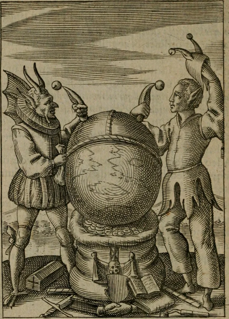 An illustration from Viridarium hieroglyphico-morale : in quo virtutes et vitia, atque mores huius aeui secundum tres ordines hierarchicos, ecclesiasticum, politicum, oeconomicum, per definitiones, distributiones, causas, adfectiones, adiuncta, effecta &c. piè, prudenter, dextrè ac variè explicantur, & non tantum dictis, & exemplis historiarum veterum ac recentium, ex sacris scripturis, sanctis patribus, seu Dd. ecclesiae, poetis, philosophis, historicis cum Christianorum tum gentilium, sed etiam artificiosissimis eiconibus hieroglyphicis illustrantur : opusculum novum ac rarum, cuius vsum atq[ue] vtilitatem praefixa praefatio docebit, 1619, leaf 17
