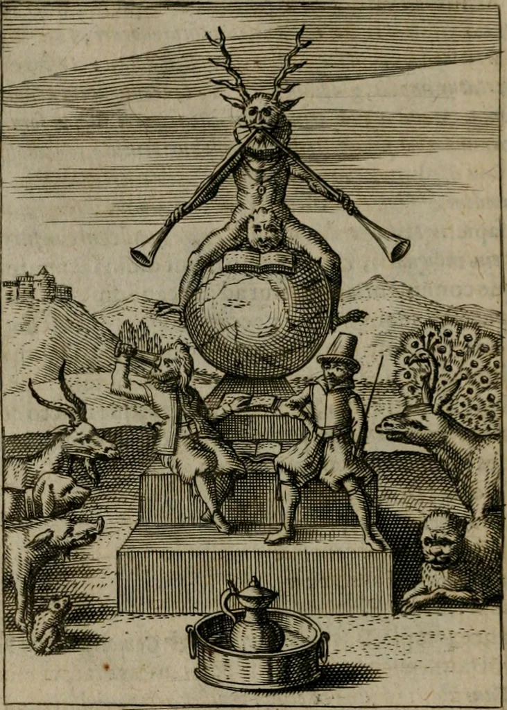 An illustration from Viridarium hieroglyphico-morale : in quo virtutes et vitia, atque mores huius aeui secundum tres ordines hierarchicos, ecclesiasticum, politicum, oeconomicum, per definitiones, distributiones, causas, adfectiones, adiuncta, effecta &c. piè, prudenter, dextrè ac variè explicantur, & non tantum dictis, & exemplis historiarum veterum ac recentium, ex sacris scripturis, sanctis patribus, seu Dd. ecclesiae, poetis, philosophis, historicis cum Christianorum tum gentilium, sed etiam artificiosissimis eiconibus hieroglyphicis illustrantur : opusculum novum ac rarum, cuius vsum atq[ue] vtilitatem praefixa praefatio docebit, 1619, leaf 175